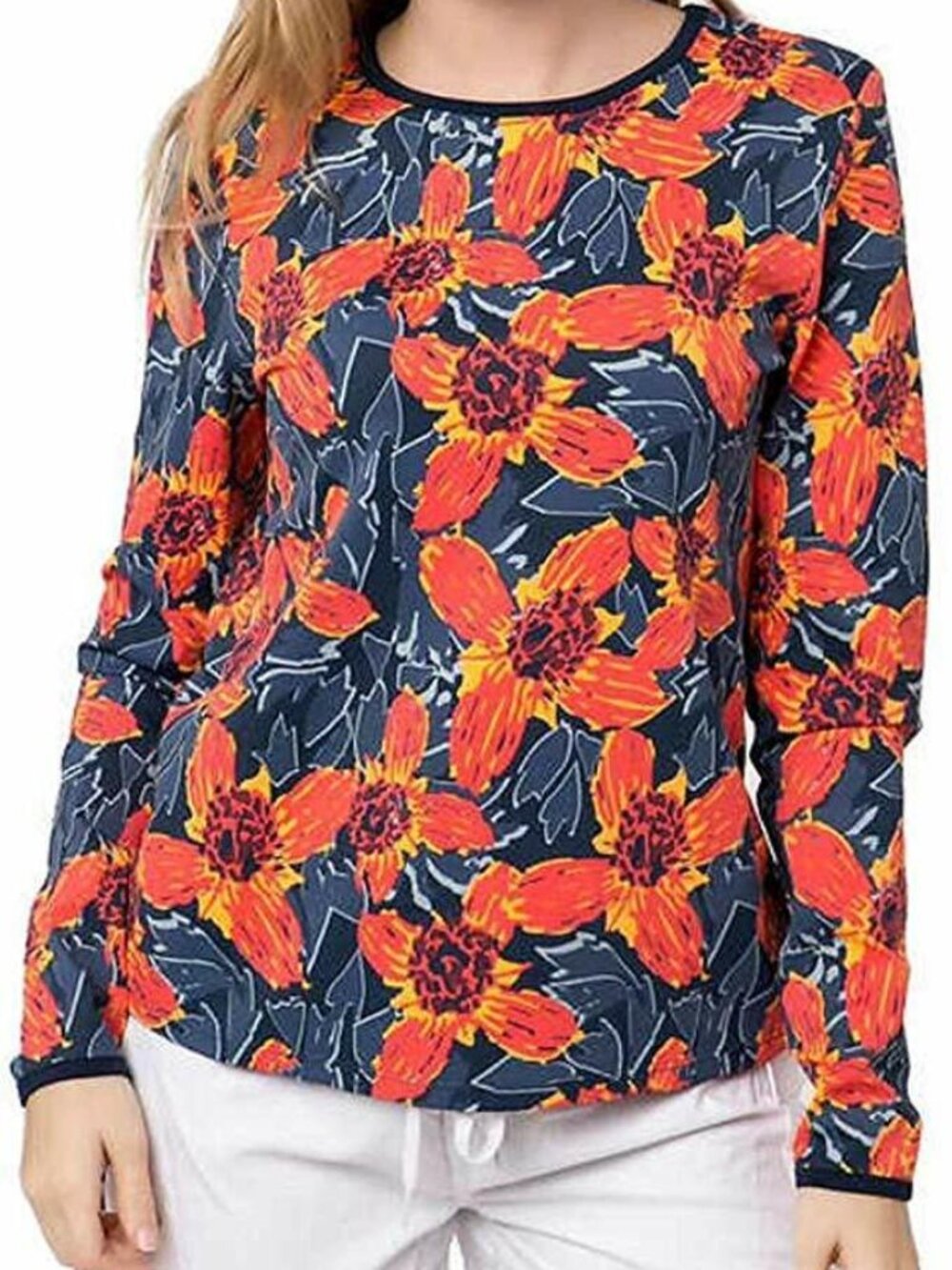 HangTen Rash Guard Long Sleeve Shirt Women's  Size Medium  Color  Blue Orange